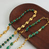 Wholesale Women's Natural Stone Agate Pig Nose Titanium Steel Necklace With O Shaped Chain Knot Braided Chain And Electroplated Geometric Design