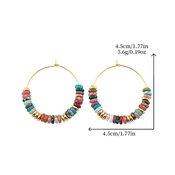 Wholesale Women's Natural Stone And Copper Geometric Handmade Electroplated Real Gold Earrings