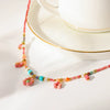Wholesale Women's Natural Stone And Stainless Steel Flowershaped Pendant Beaded Necklace With Pvd Furnace Vacuum Real Gold Plating
