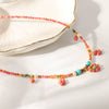 Wholesale Women's Natural Stone And Stainless Steel Flowershaped Pendant Beaded Necklace With Pvd Furnace Vacuum Real Gold Plating