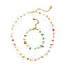 Wholesale Women's Natural Stone And Stainless Steel Geometric Beaded Necklace With Electroplating Design