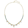 Wholesale Women's Natural Stone And Stainless Steel Geometric Vintage Handbeaded Clavicle Chain Necklace With Brass Star Pendant And Electroplating