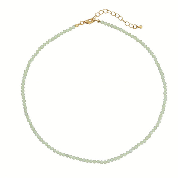 Wholesale Women's Natural Stone Beaded Stainless Steel Zircon Necklace Small Fresh Geometric Handmade Design