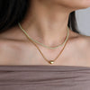 Wholesale Women's Natural Stone Beaded Stainless Steel Zircon Necklace Small Fresh Geometric Handmade Design
