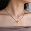 Wholesale Women's Natural Stone Beaded Stainless Steel Zircon Necklace Small Fresh Geometric Handmade Design