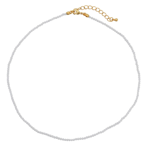 Wholesale Women's Natural Stone Beaded Stainless Steel Zircon Necklace Small Fresh Geometric Handmade Design