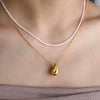 Wholesale Women's Natural Stone Beaded Stainless Steel Zircon Necklace Small Fresh Geometric Handmade Design
