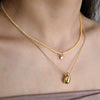 Wholesale Women's Natural Stone Beaded Stainless Steel Zircon Necklace Small Fresh Geometric Handmade Design