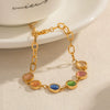 Wholesale Women's Natural Stone Bracelet Stainless Steel Geometric Set With Precious Stones