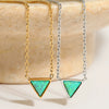 Wholesale Women's Natural Stone Opal Geometric Triangle Pendant Necklace With Cross Leather Corner Chain And Stainless Steel Electroplated Jewelry