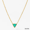 Wholesale Women's Natural Stone Opal Geometric Triangle Pendant Necklace With Cross Leather Corner Chain And Stainless Steel Electroplated Jewelry