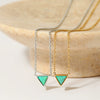 Wholesale Women's Natural Stone Opal Geometric Triangle Pendant Necklace With Cross Leather Corner Chain And Stainless Steel Electroplated Jewelry