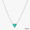 Wholesale Women's Natural Stone Opal Geometric Triangle Pendant Necklace With Cross Leather Corner Chain And Stainless Steel Electroplated Jewelry