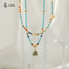 Wholesale Women's Natural Stone Stainless Steel Copper Geometric Handmade Stacked Beaded Necklace