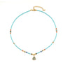 Wholesale Women's Natural Stone Stainless Steel Copper Geometric Handmade Stacked Beaded Necklace