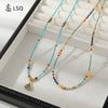 Wholesale Women's Natural Stone Stainless Steel Copper Geometric Handmade Stacked Beaded Necklace
