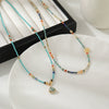 Wholesale Women's Natural Stone Stainless Steel Copper Geometric Handmade Stacked Beaded Necklace