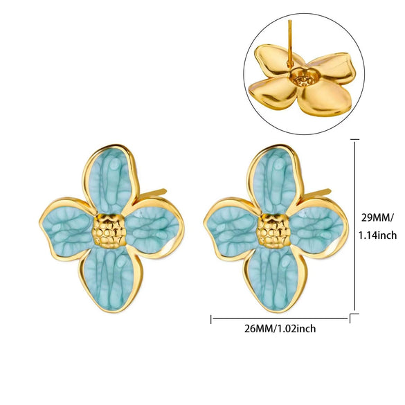 Wholesale Women's Natural Stone Stainless Steel Light Luxury Style Heart Shaped Electroplated Earrings