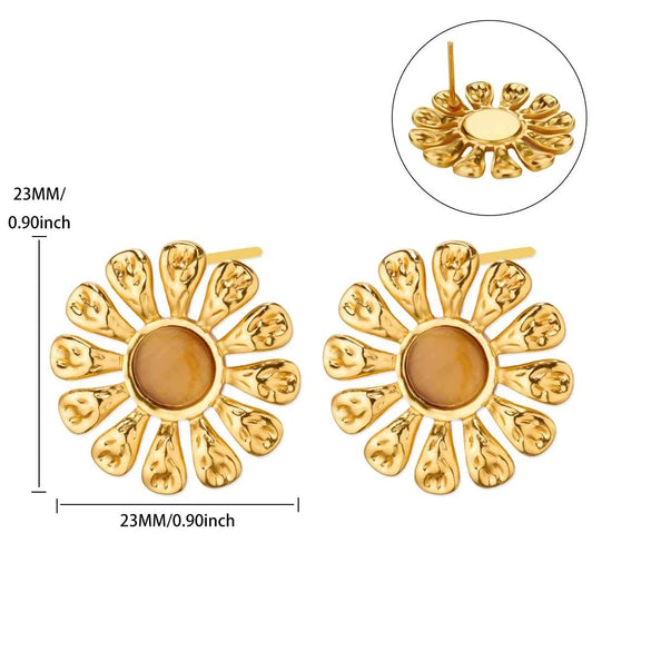 Wholesale Women's Natural Stone Stainless Steel Light Luxury Style Heart Shaped Electroplated Earrings