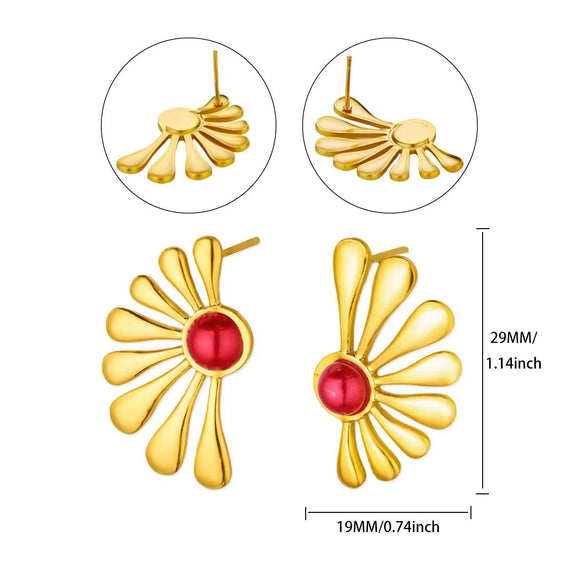 Wholesale Women's Natural Stone Stainless Steel Light Luxury Style Heart Shaped Electroplated Earrings