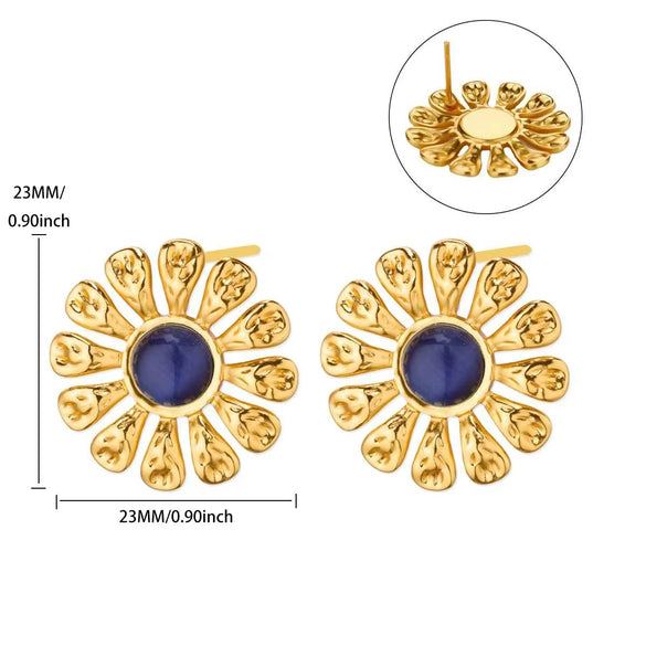 Wholesale Women's Natural Stone Stainless Steel Light Luxury Style Heart Shaped Electroplated Earrings