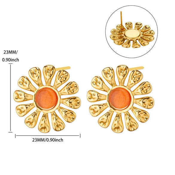 Wholesale Women's Natural Stone Stainless Steel Light Luxury Style Heart Shaped Electroplated Earrings