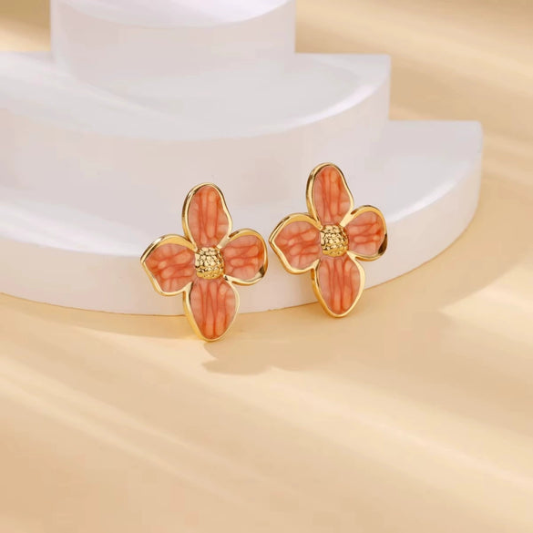 Wholesale Women's Natural Stone Stainless Steel Light Luxury Style Heart Shaped Electroplated Earrings