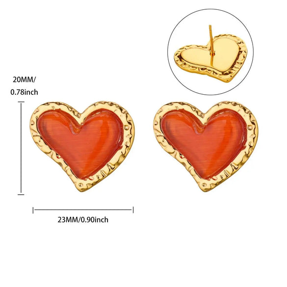 Wholesale Women's Natural Stone Stainless Steel Light Luxury Style Heart Shaped Electroplated Earrings