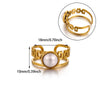 Wholesale Women's Natural Stone Stainless Steel Titanium Steel Hollow Geometric Light Luxury Style Inlaid With Gold Ring
