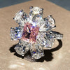 Wholesale Women's Natural Style Copper Flower Ring With Zircon For Jewelry