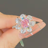 Wholesale Women's Natural Style Copper Flower Ring With Zircon For Jewelry
