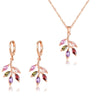 Wholesale Women's Natural Style Copper Jewelry Set With Plant Flowers Pattern Zircon Pendant Necklace And Earrings And Diamond Design Ochain
