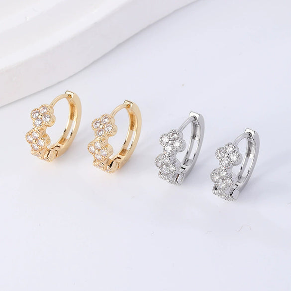 Wholesale Women's Natural Style Diamondencrusted Goldplated Environmental Protection Copper Earrings