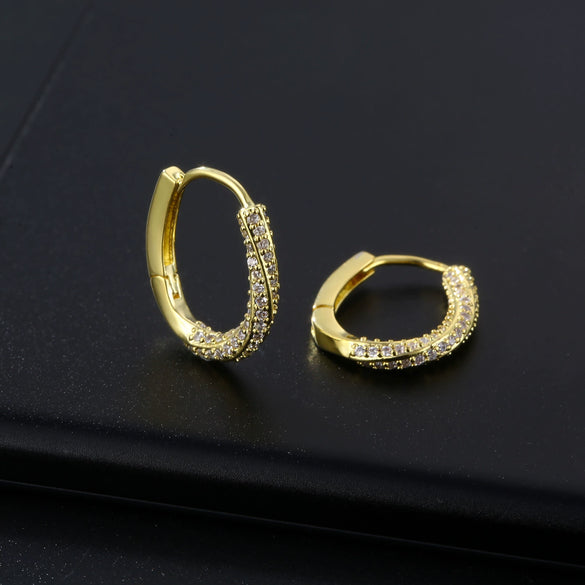 Wholesale Women's Natural Style Earrings O Shaped Environmental Protection Copper With Letters Numbers Text Pattern And Zircon Design
