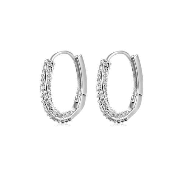 Wholesale Women's Natural Style Earrings O Shaped Environmental Protection Copper With Letters Numbers Text Pattern And Zircon Design