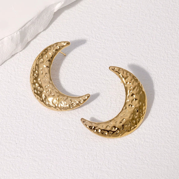 Wholesale Women's Natural Style Moon Earrings Stainless Steel Electroplated