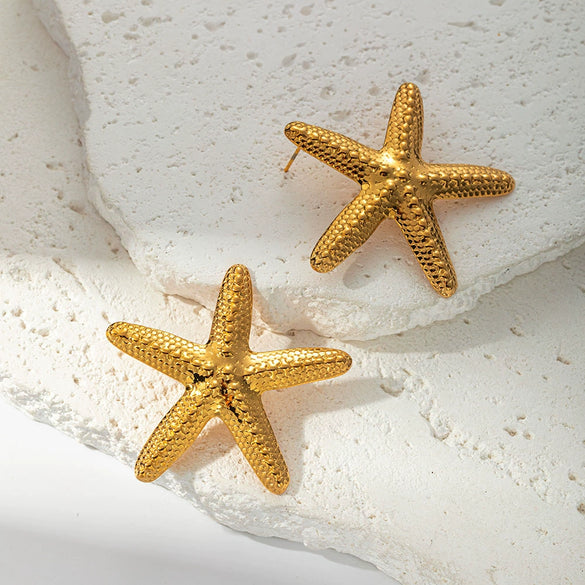 Wholesale Women's Natural Style Stainless Steel Jewelry With Starfish Embossed Design And Electroplating Process