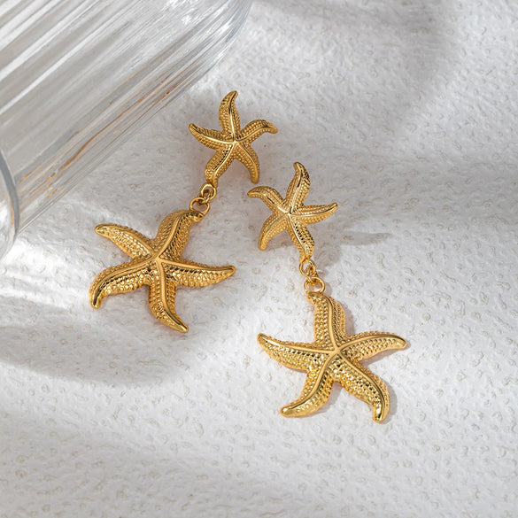 Wholesale Women's Natural Style Stainless Steel Jewelry With Starfish Embossed Design And Electroplating Process