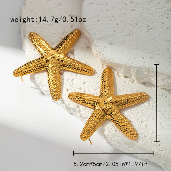 Wholesale Women's Natural Style Stainless Steel Jewelry With Starfish Embossed Design And Electroplating Process