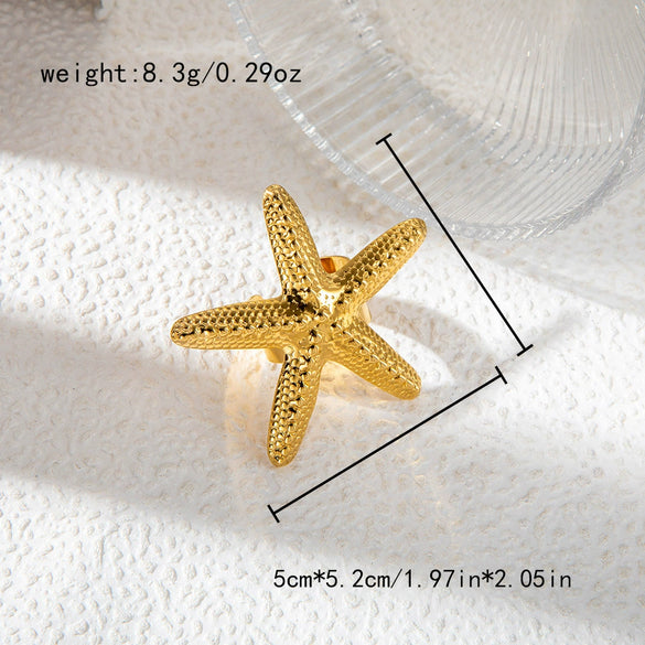 Wholesale Women's Natural Style Stainless Steel Jewelry With Starfish Embossed Design And Electroplating Process