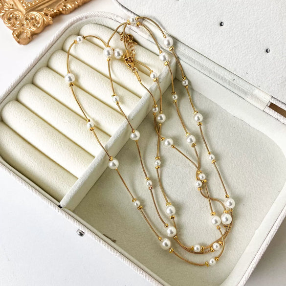 Wholesale Women's Natural Style Stainless Steel Pearl Chain Necklace With Electroplating