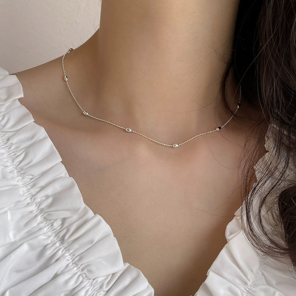 Wholesale Women's Natural Style 925 Sterling Silver Olive Bead Necklace
