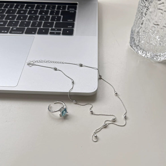 Wholesale Women's Natural Style 925 Sterling Silver Olive Bead Necklace