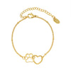 Wholesale Women's Natural Style 316L Stainless Steel Love Footprint Heart Bracelet With 18K Gold Plated Electroplating