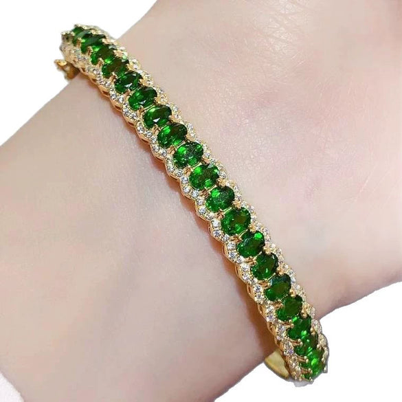 Wholesale Women's Natural Tanzanite Diopside Bracelet With S925 Silver Inlay Geometric Temperament Style Electroplated
