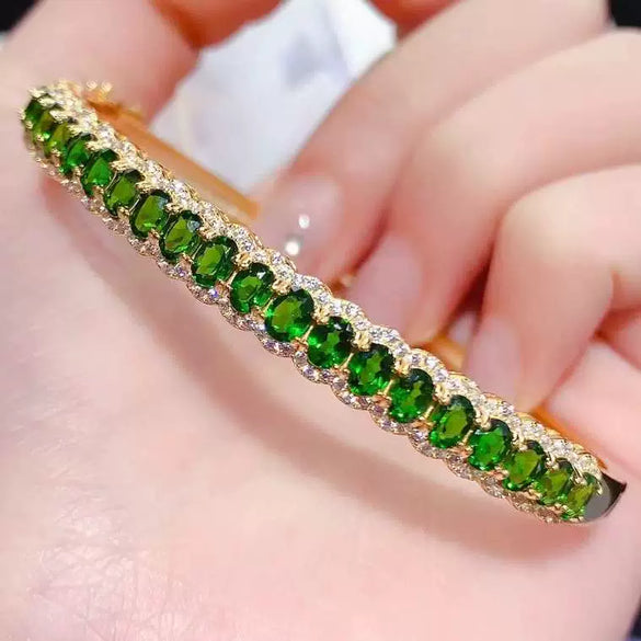 Wholesale Women's Natural Tanzanite Diopside Bracelet With S925 Silver Inlay Geometric Temperament Style Electroplated