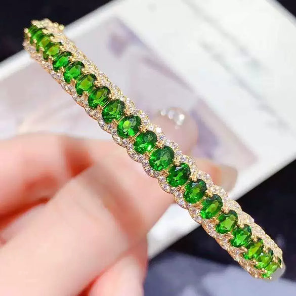 Wholesale Women's Natural Tanzanite Diopside Bracelet With S925 Silver Inlay Geometric Temperament Style Electroplated