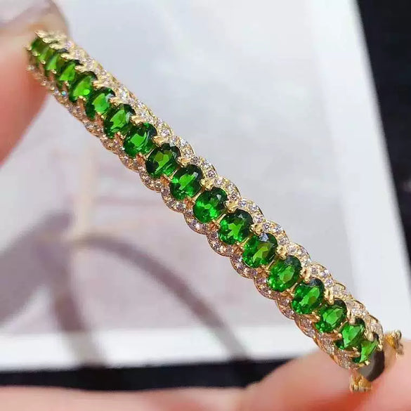 Wholesale Women's Natural Tanzanite Diopside Bracelet With S925 Silver Inlay Geometric Temperament Style Electroplated
