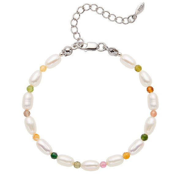 Wholesale Women's Natural Tourmaline Freshwater Pearl S925 Sterling Silver Handmade Beaded Necklace