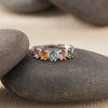 Wholesale Women's Natural Tourmaline Ring In S925 Sterling Silver Geometric Style Set With Gemstones